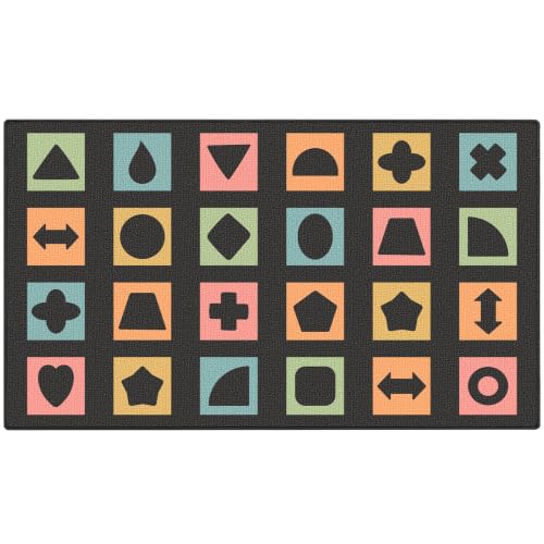 ABCarpet Shapes Classroom Rug for Kids, 7'6"x13'1" Colorful Shape Classroom Carpet with Durable Nylon Surface & Non-Slip Backing, Circle Time Rug for Preschool, Daycare, Playroom, Early Learning Area