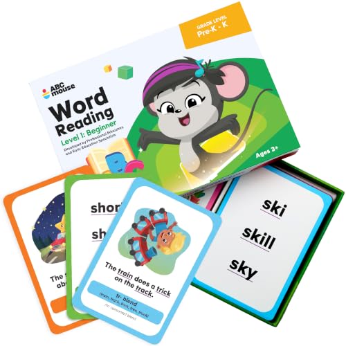 ABCmouse Word Reading Flashcards for Kindergarten For Kids Ages 3 to 5, 44 Flash Cards to Introduce High-Frequency Words through Families and CVC Patterns, Strengthens Phonics, Level 1:Beginner Series