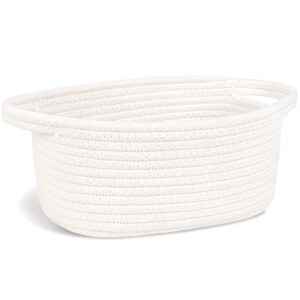 ABenkle Small Storage Basket, Mini Basket, Cute Tiny Cotton Rope Woven Basket, Shelf Basket, Boho Decorative Toy Storage Bin Gift Baskets, White
