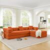 ABH Modular Sectional Sofa, Sectional Sofa Bed, L Shape Sofa with Chaise, 108 Inch No Assembly Floor Couch, Deep Seat Fold Out Sofa with Removable Backrest
