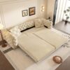 ABH Sleeper Sofa, Sofa Bed, Velvet Convertible Sofa, 97. in 3-in-1 4-Seater Couch, Apricot Pull Out Bed with Movable Ottoman, 28.4 in Deep Seat for Apartment Office