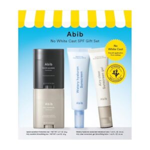 Abib No White Cast SPF Gift Set 4EA Suncare Travel Essentials (Airy Sunstick + Quick Sunstick + Airy Sungel + Watery Sunscreen)
