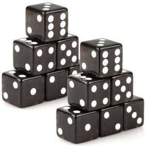 Abilat 12 Pieces 19mm Casino Dice Set Acrylic 6 Sided Game Dices Translucent Square Corner Dice for Casino Vegas Theme Birthday Party Supplies Table Games Board Games (Black)