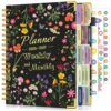 Academic Planner 2026-2027, 18 Months Weekly and Monthly Calendar Planner from July 2026 - December 2027, 7.3" x 10" B5 Large Hardcover Agenda Organizer Book with Tabs, Yearly Daily Planners for School Work Student Teacher, Black Garden