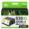Acaves 936XL 936 Ink Cartridges for HP Printers Compatible Ink Cartridge Replacement for HP 936 936e, Works with OfficeJet Pro 9125e, 9120e, 9135e, 9730 Printers, 4 Pack (Black, Cyan, Magenta, Yellow)