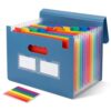 Accordion File Organizer, 13 Pockets Expanding File Folder with Index Tabs, Portable Document Organizer for Paper Receipts Bills Taxes, Letter A4 Document Holder for Home Office School, Blue