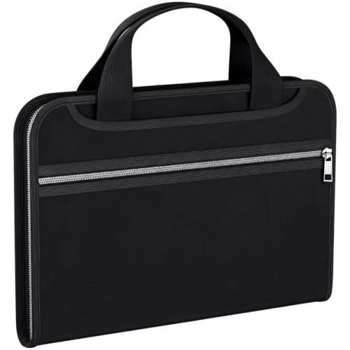 Accordion File Organizer with Handle, Fireproof Waterproof Expanding File Folder, Silver Zipper Document Organizer for A4 Letter Size Paper, Foldable Storage for Home and Office
