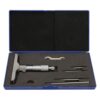 Accuracy Depth Micrometer with Locking Device, 0.01mm Resolution, Interchangeable Measuring Rods, Quick Zero Adjustment, Large Measuring Range (0-100mm / 4 inches)