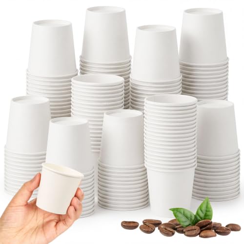 Acellegic 100 Pack 4oz Mini Coffee Cups Disposable Paper Cups Hot or Cold Beverage Cup Mouthwash Cup Drinking for Coffee Water Tea Juice Espresso for Home Office Party Picnic (White)