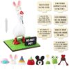 AceOrbit 17 Pcs Magnetic Goose Key Holder Resin Goose Statue with Mini Hats Writable Interchangeable Signs Desk Decor(Fresh)