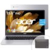 acer Chromebook Laptop, 15.6" FHD Display, Intel N4500, 4GB RAM, 320GB Storage (64GB eMMC+256GB SD), Wi-Fi 6, HDR Camera, All-Day Battery, DTS Audio, Chrome OS – Pure Silver (Business & Student)