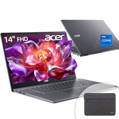 Acer Chromebook Plus 15.6" Touchscreen Laptop, Full HD IPS, Intel Core i3 13th Gen 5-Core, 8GB LPDDR5X, 256GB SSD, Wi-Fi 6E, FHD Camera, Built-in Google AI, Long Battery Life, ChromeOS, Iron