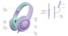 Acer Kids Headphones - 85/94dB Volume Limiter, Foldable Wired Over Ear Headphones for Travel, USB C to 3.5mm Dongle, Toddler Headphones for School, Travel, iPad, Tablet, Purple Green, HK03
