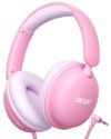 Acer Kids Headphones with Cord for School Travel，74/85dB Volume Limit Headphones for Kids Toddler Girls Boys, Foldable 3.5mm Wired Headphone for Tablet/Computer, Pink