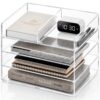 ACRYLATO 4-Tier Paper Tray Organizer Extra Large - Stackable Acrylic Desk Organizer - Clear Paper Sorter & Letter Tray - Durable Space Saving Storage for Documents and Folders