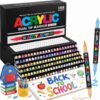 AcrylicAura 168 Colors Acrylic Paint Markers, Dual Tip Acrylic Markers with Brush and Fine Tips, Automatic Ink Control Paint Pens for Rock Painting, Canvas, Wood, Glass, Ceramic, Gifts for Adults