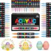 AcrylicAura 84 Colors Acrylic Paint Markers, Dual Tip Acrylic Markers with Brush and Fine Tips, Automatic Ink Control Paint Pens for Rock Painting, Canvas, Wood, Glass, Ceramic, Gifts for Adults