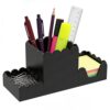 Acrylic Desk Organizer Set of 3, Magnetic Modular Pen Holder with Sticky Note & Paperclip Tray,Black Aesthetic Desk Accessories for Home Office, Desk Decor for Women Men, Small Space Office Supplies