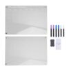 Acrylic Dry Erase Board 2 Pcs Whiteboard for Fridge 15.7x11.8in Clear Monthly Calendar and Memo Board Planning Board with 6 Color Markers