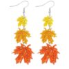 Acrylic Fall Maple Leaf Earrings for Women, Glitter Orange Yellow Leaf Dangle Earrings, Autumn Statement Jewelry, Thanksgiving Outfit Accessories