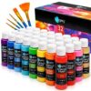 Acrylic Paint Set,32 Colors With 2oz Bottles and Paint Brushes