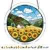 Acrylic Puzzle Light-catching Ornament with Colorful Glass Painting Style, Round Plaque