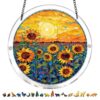 Acrylic Puzzle Light-catching Ornament with Colorful Glass Painting Style, Round Plaque