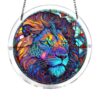 Acrylic Puzzle Light-catching Ornament with Colorful Glass Painting Style, Round Plaque