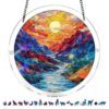 Acrylic Puzzle Light-catching Ornament with Colorful Glass Painting Style, Round Plaque