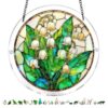 Acrylic Puzzle Light-catching Ornament with Colorful Glass Painting Style, Round Plaque