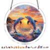 Acrylic Puzzle Light-catching Ornament with Colorful Glass Painting Style, Round Plaque