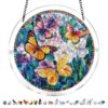 Acrylic Puzzle Light-catching Ornament with Colorful Glass Painting Style, Round Plaque