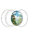 Acrylic Puzzle Light-catching Ornament with Colorful Glass Painting Style, Round Plaque