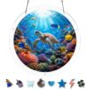 Acrylic Puzzle Suncatcher, Ocean Animal Gift, Stained Glass Window Hanging