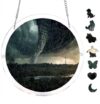 Acrylic Puzzle Suncatcher Tornado Blowing Across Field with Pipeline A Detailed Science Acrylic Sun Catcher Puzzle Kit for Doors Garden and Window Hanging, DIY Suncatcher Kits for Adults 7.4 Inch