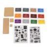 Acrylic Stamp Tools Set with 4 Clear Acrylic Blocks, 12 Color Ink Pads & 2 Transparent Seal Stamps for DIY Crafts, Card Making, Scrapbooking and Kids Art Projects