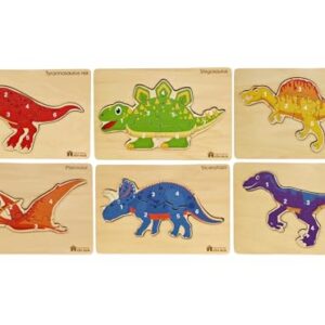 Adena Montessori 6-Pack Wooden Dino Puzzle, 2-4y