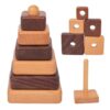 Adena Montessori Ring Log Wood Stacking Toy, Montessori Geometric Stacking Wooden Educational Toy for Babies, 12 Months and Up, Stacking Tower Toy for Babies (Square Type)