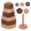 Adena Montessori Ring Log Wood Stacking Toys, Montessori Geometric Stacking Wooden Educational Toy for Babies, 12+ Months Baby Shape Sorter and Stacking Toys, Stacking Tower Toy for Babies (Flower)