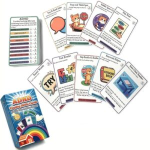 ADHD Coping Skills Cards for Kids, Teens & Adults, 63 Pcs/Set, Ages 5+