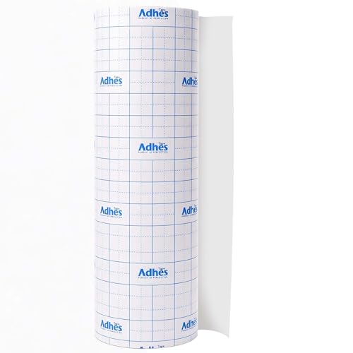 ADHES Clear Transfer Tape for Vinyl with Grid, 12" x 50FT, Medium Tack Transfer Paper Roll, Easy Release Application Tape for Cricut, Silhouette, Decals, Signs & DIY Projects