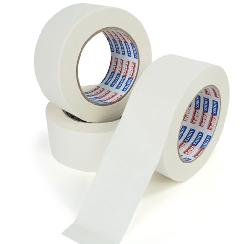ADHES White Kraft Paper Tape, 2 Inch x 55 Yards, 3 Rolls Writable & Uncoated Heavy Duty Paper Tape, Eco-Friendly Biodegradable Packing Tape for Sealing, Packaging, Moving & Masking