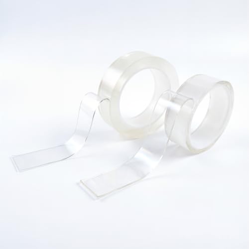 Adhezi Transparent Nano Double Sided Tape 0.08" Thick x 1.57" Wide – Heavy Duty, Removable, No-Residue Glue for Itabag Crafting, Picture Hanging,Acrylic Panel Mounting& Craft Projects(9.84ft)
