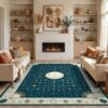 Adiugt 4'x6' Teal Deep Galaxy Science Design Washable Area Rug