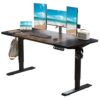 Adjustable Electric Sit to Standing L-shape Rising Office Desk (Brown, 63")