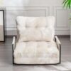 Adjustable Floor Sofa Couch with Pillow, 5-Position Boucle Bean Bag Bed, Convertible Lazy Sofa Sleeper Bed with Armrest, Versatile Floor Seating Sofa for Living Room Guest Room, Beige, Single