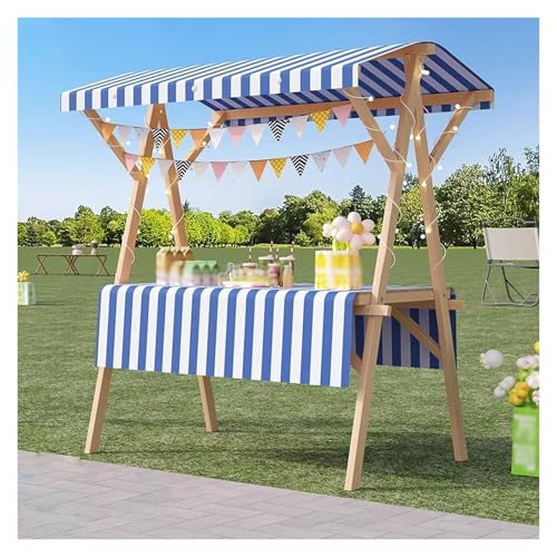 Adjustable Handle Utility Wagon Cart Festival Collapsible Foldable Trolly,Food Cart on Wheels, Foldable 42in x 54in Street Food Cart for Business and Flower Displays, Awning for Festivals an