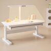 Adjustable Height Study Desk with LED Light, Manual Crank Student Writing Table, Computer Desk for Home School, Height 22.8"–33.5" – Perfect for Kids & Teens