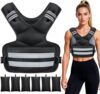 Adjustable Weighted Vest, 11-18lb Body Weight Vest for Women and Men with 6 Iron Sand Bags, Reflective Stripes and Phone Pocket for Running, Walking, Workouts