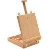 Adjustable Wooden Tabletop Easel, Desktop Sketch Box Easel with Storage Drawer, for Painting, Drawing, Art Display, Foldable Wooden Art Stand with Handle for Desk, Studio, and Home Use